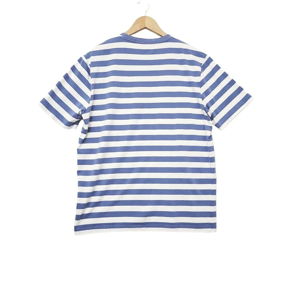 Zengjo T Shirt Mens Large Blue White Striped Shirt Short Sleeve Punk Rock Grunge